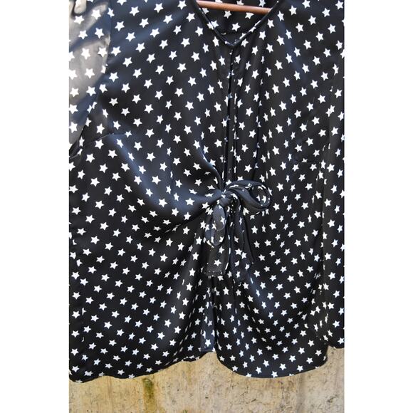 L’Académie Los Angeles Black Star Print Tie-Front Blouse – Size L - Picture 2 of 5